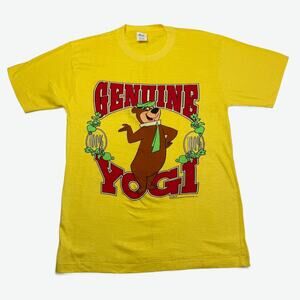 Vintage Yogi Bear T Shirt Mens Medium 1993 Yellow Graphic Cartoon Tee 90s
